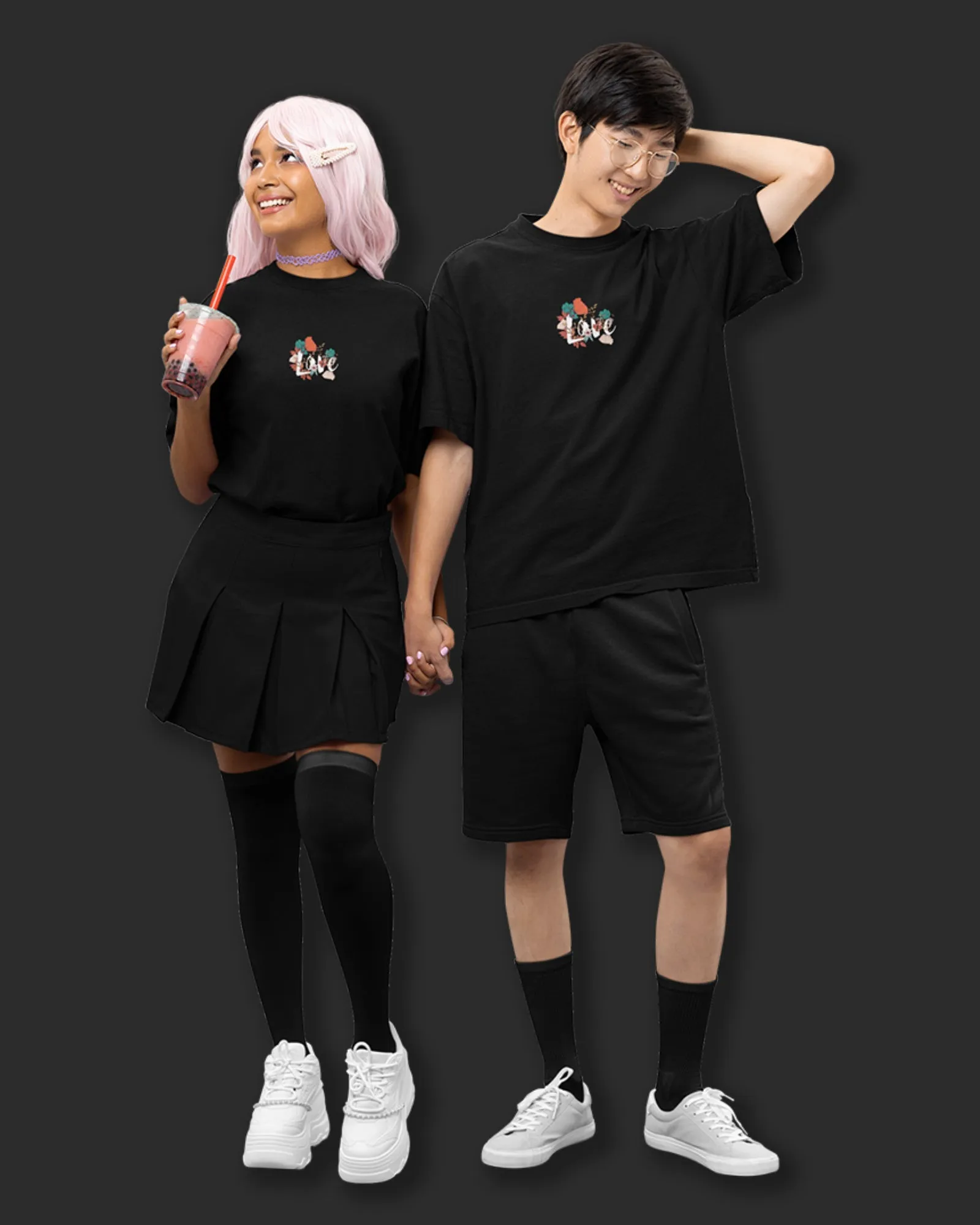 Valentine Drop Shoulder HW Crew Neck: Black