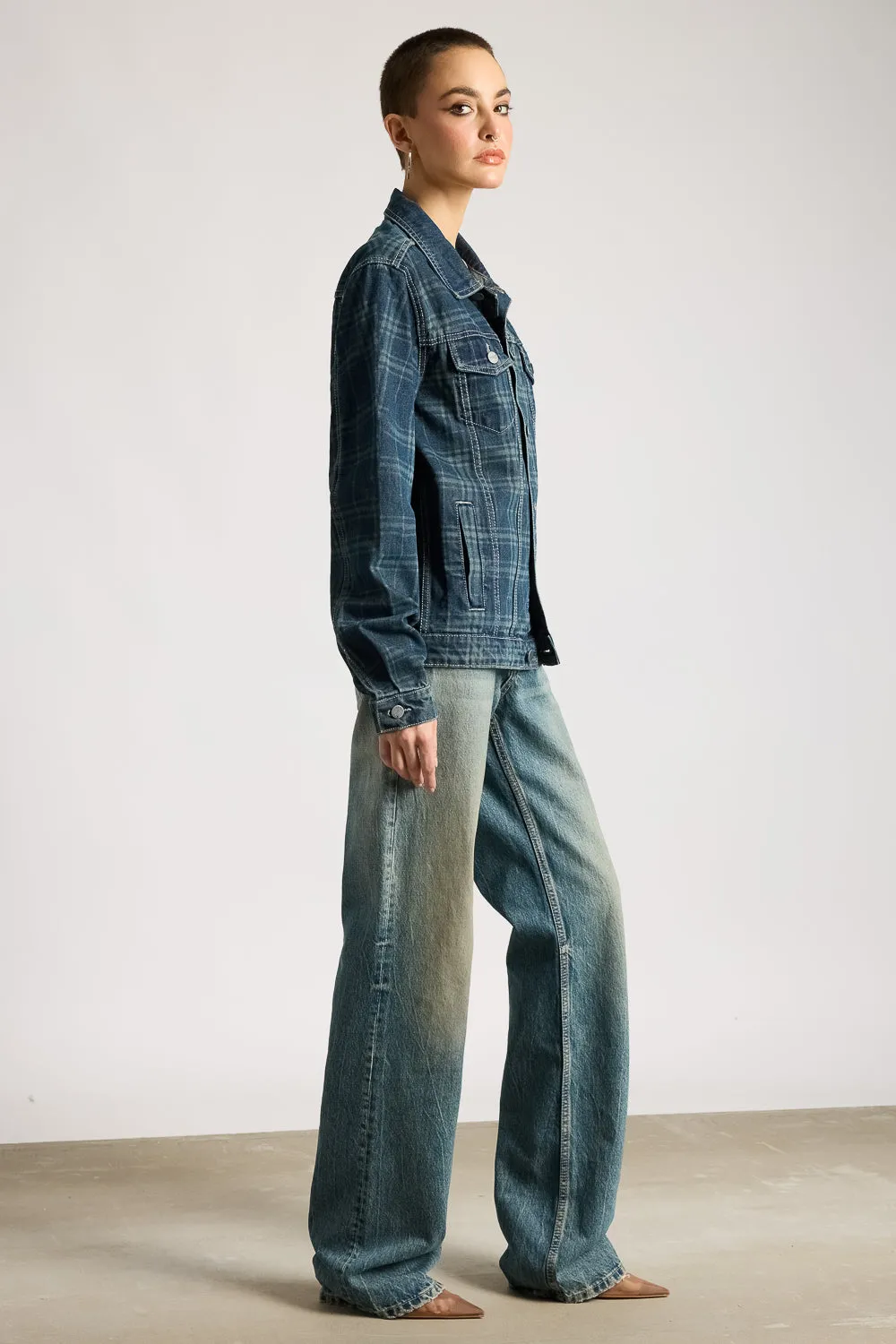 Vintage Plaid Denim Jacket