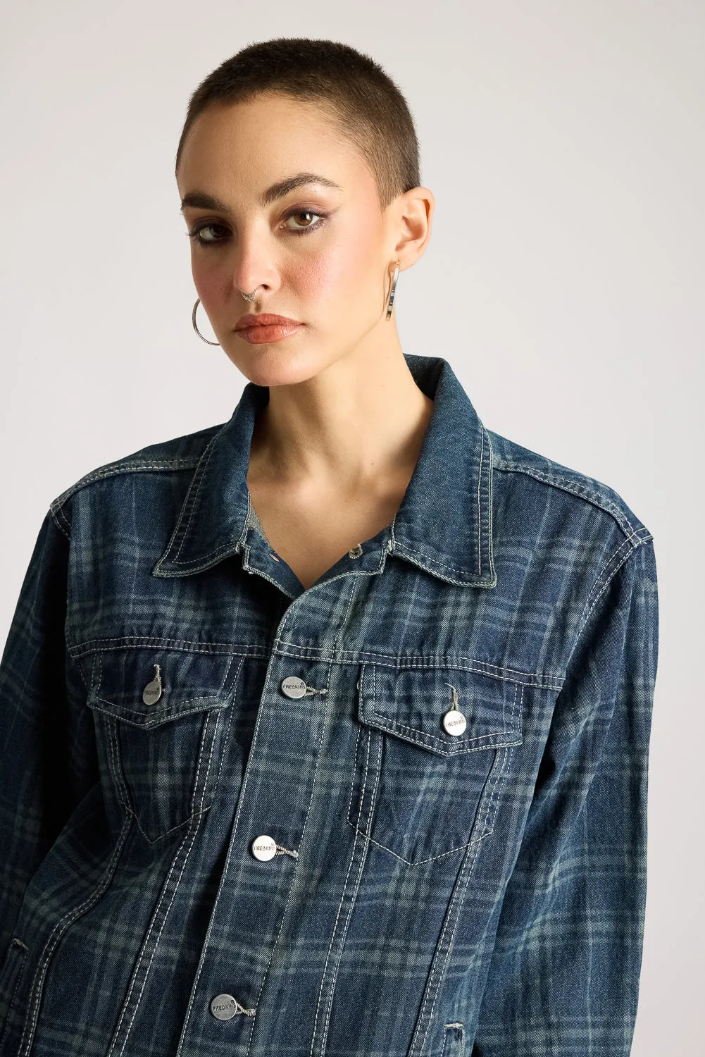 Vintage Plaid Denim Jacket