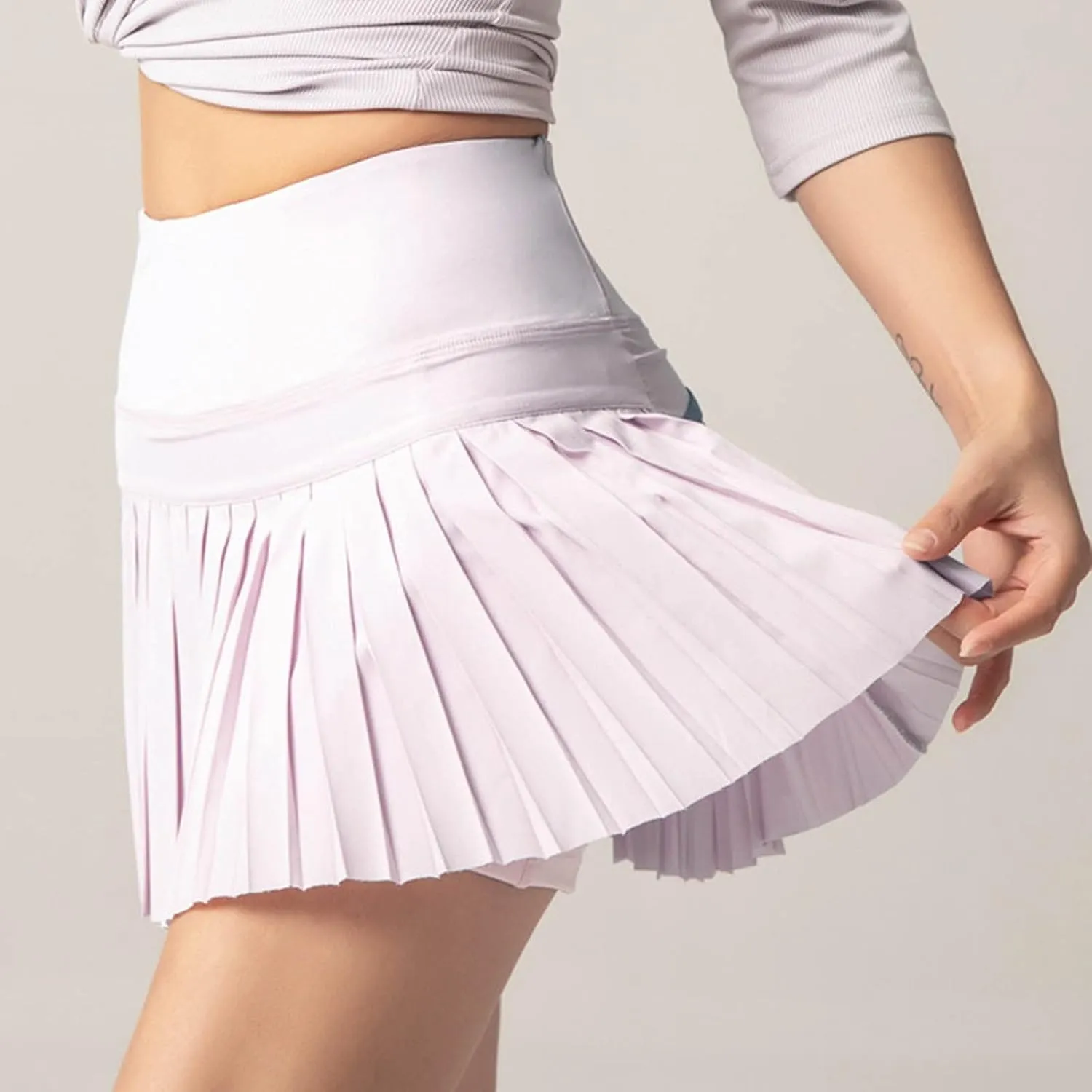 Women's High Waisted Running Skorts Sports Pleated Skirts Ruffle Solid Large Swing Half A Line Skirt Fall Mini