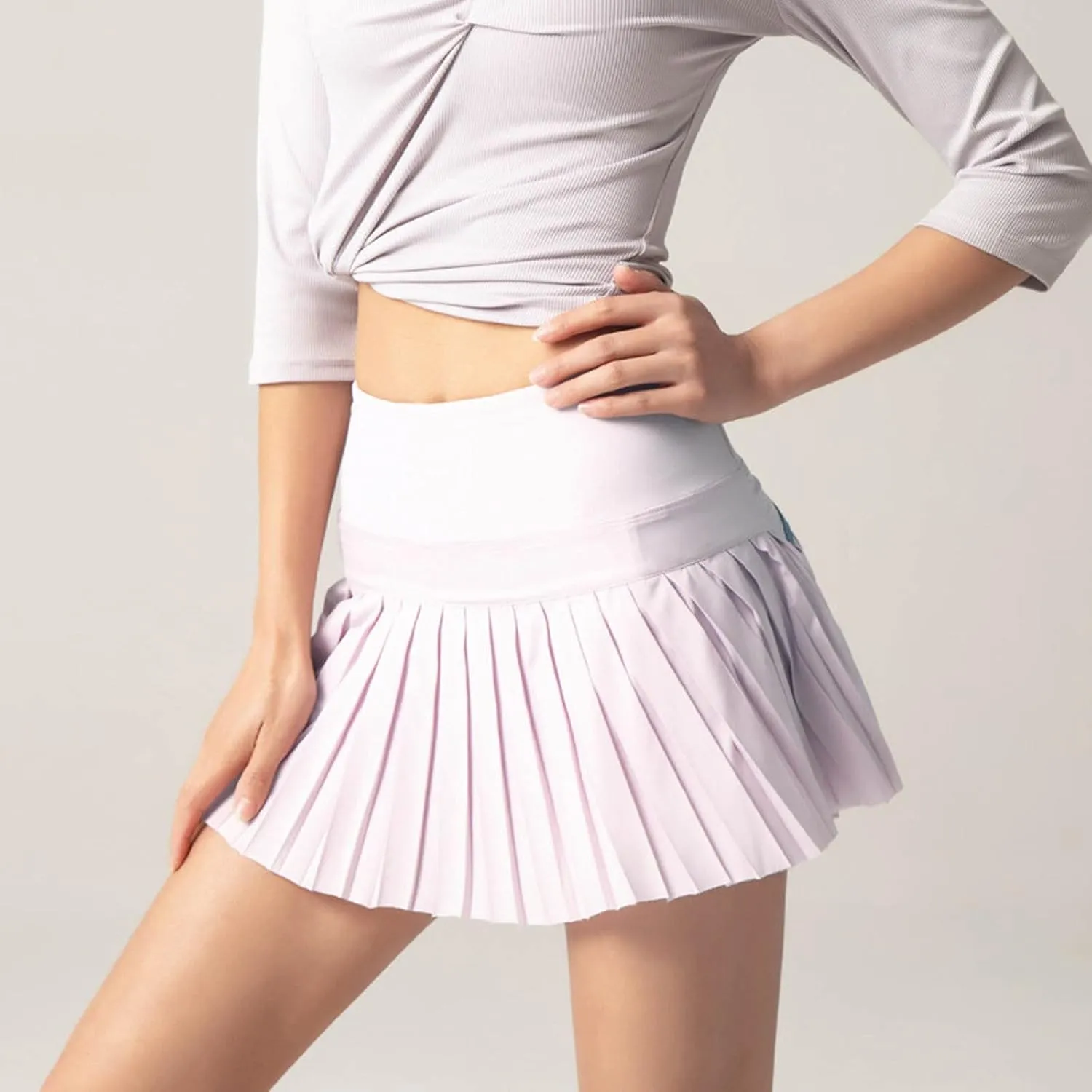 Women's High Waisted Running Skorts Sports Pleated Skirts Ruffle Solid Large Swing Half A Line Skirt Fall Mini