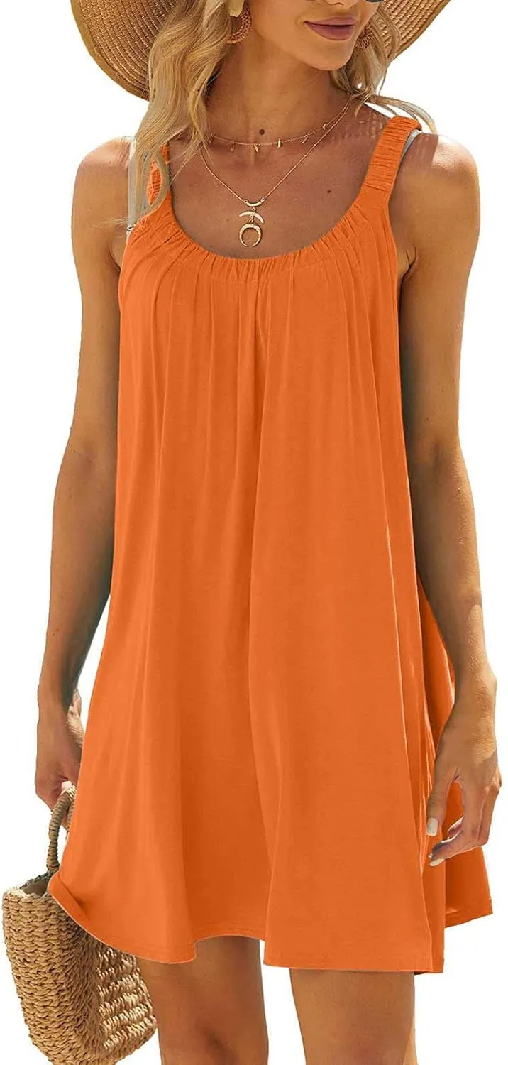 Womens Summer Sundresses Vest Sling Beach Dresses Bikini Beachwear Coverups Casual Vacation Mini Dress