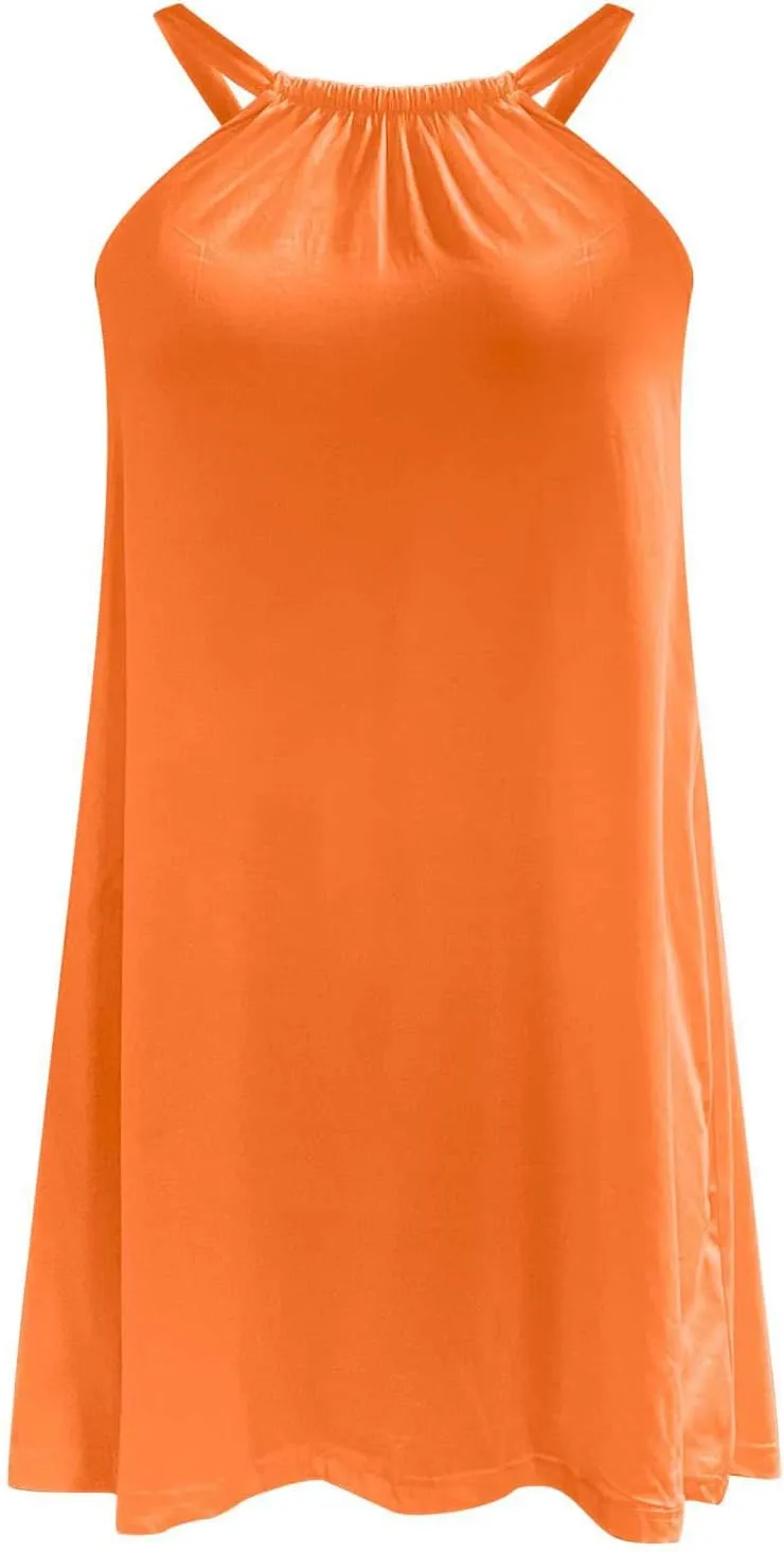 Womens Summer Sundresses Vest Sling Beach Dresses Bikini Beachwear Coverups Casual Vacation Mini Dress