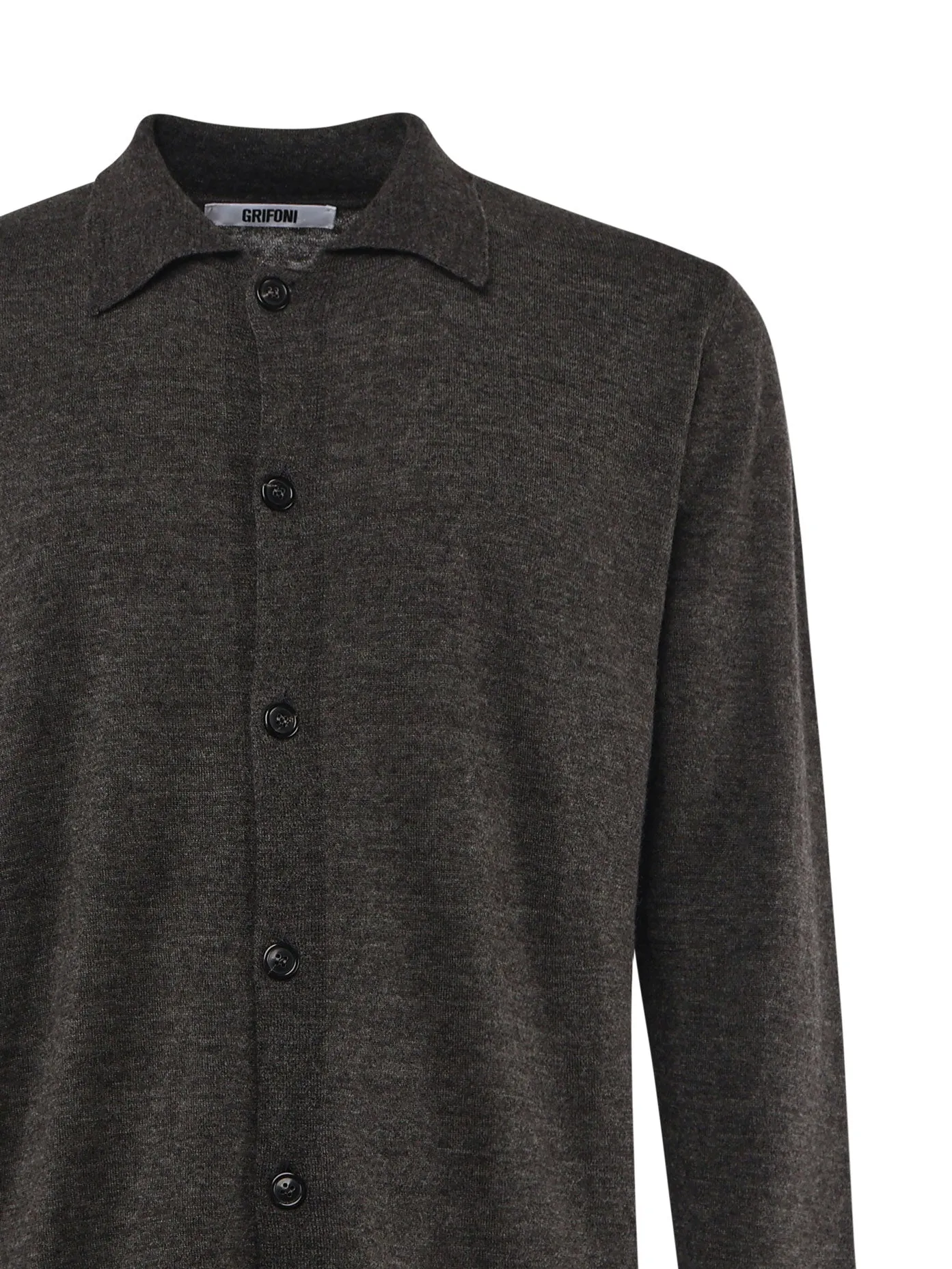 Wool Blend Cardigan with Shirt Collar