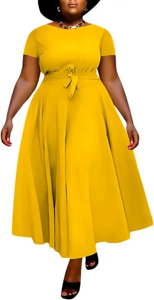WUSENST Plus Size Formal Dresses for Curvy Women 3/4 Sleeve A-Line Flowy Printing Maxi Dress Pockets